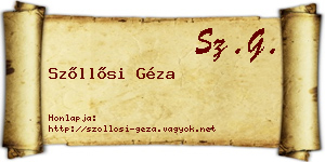 Szőllősi Géza névjegykártya
